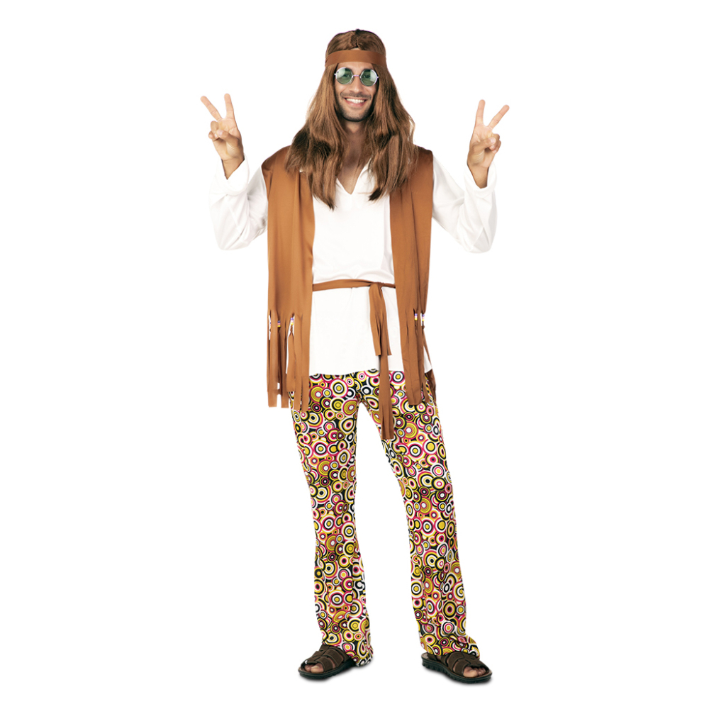 Kostuum Hippie Bruin Heren