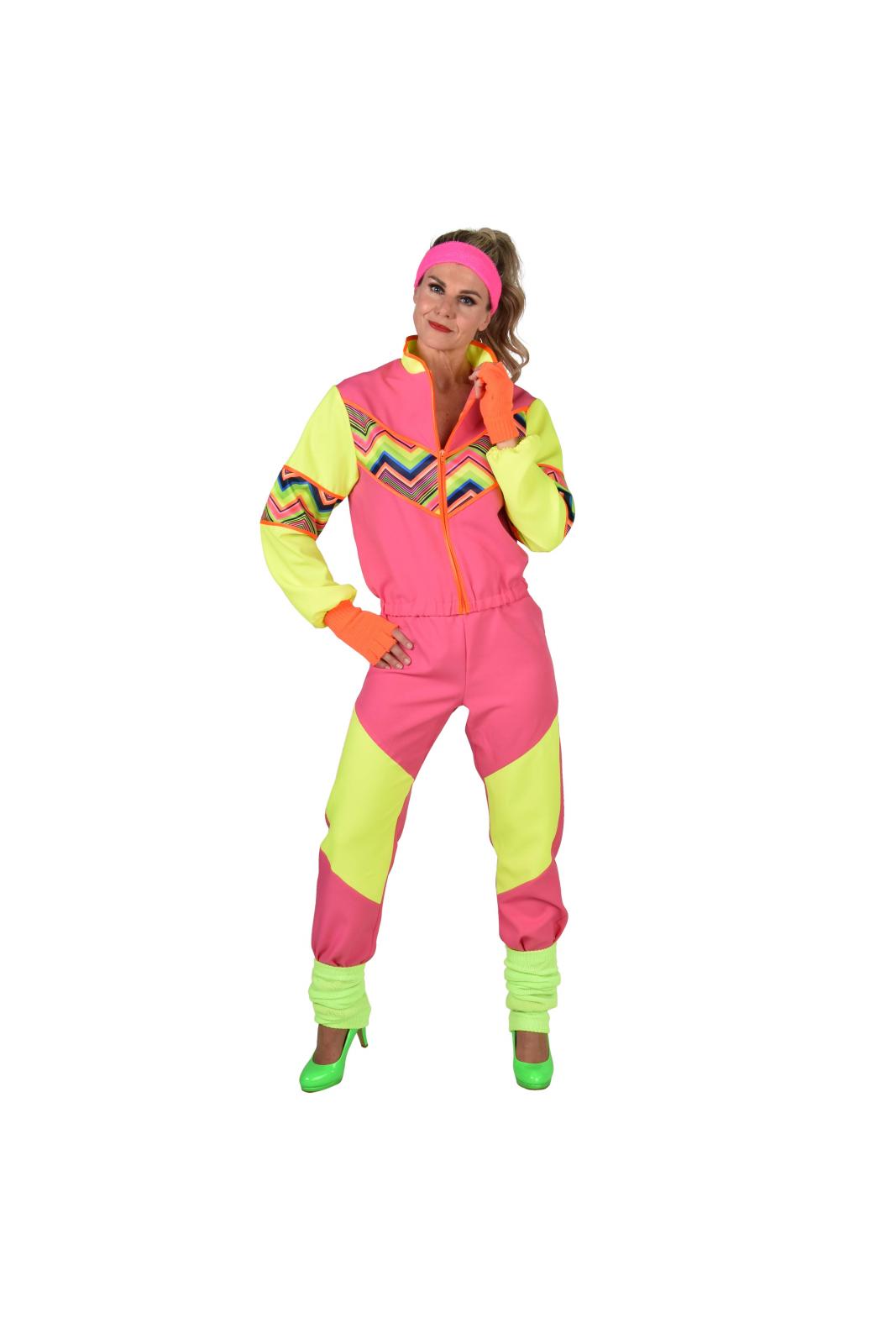 Kostuum 80's Jogging Fluor/Neon Dames