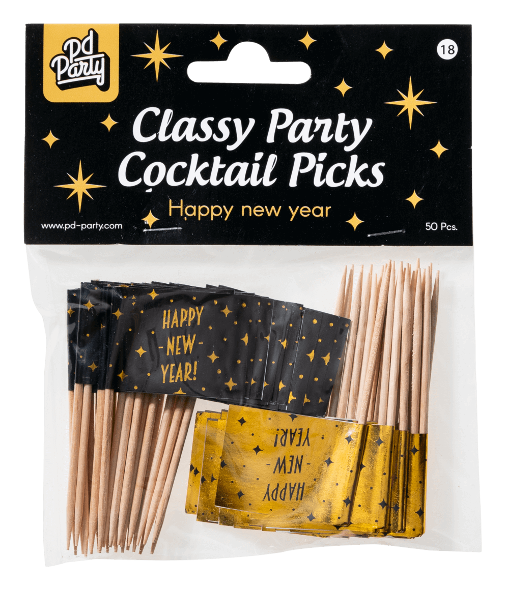 50st Prikkertjes Classy Goud/Zwart Happy New Year