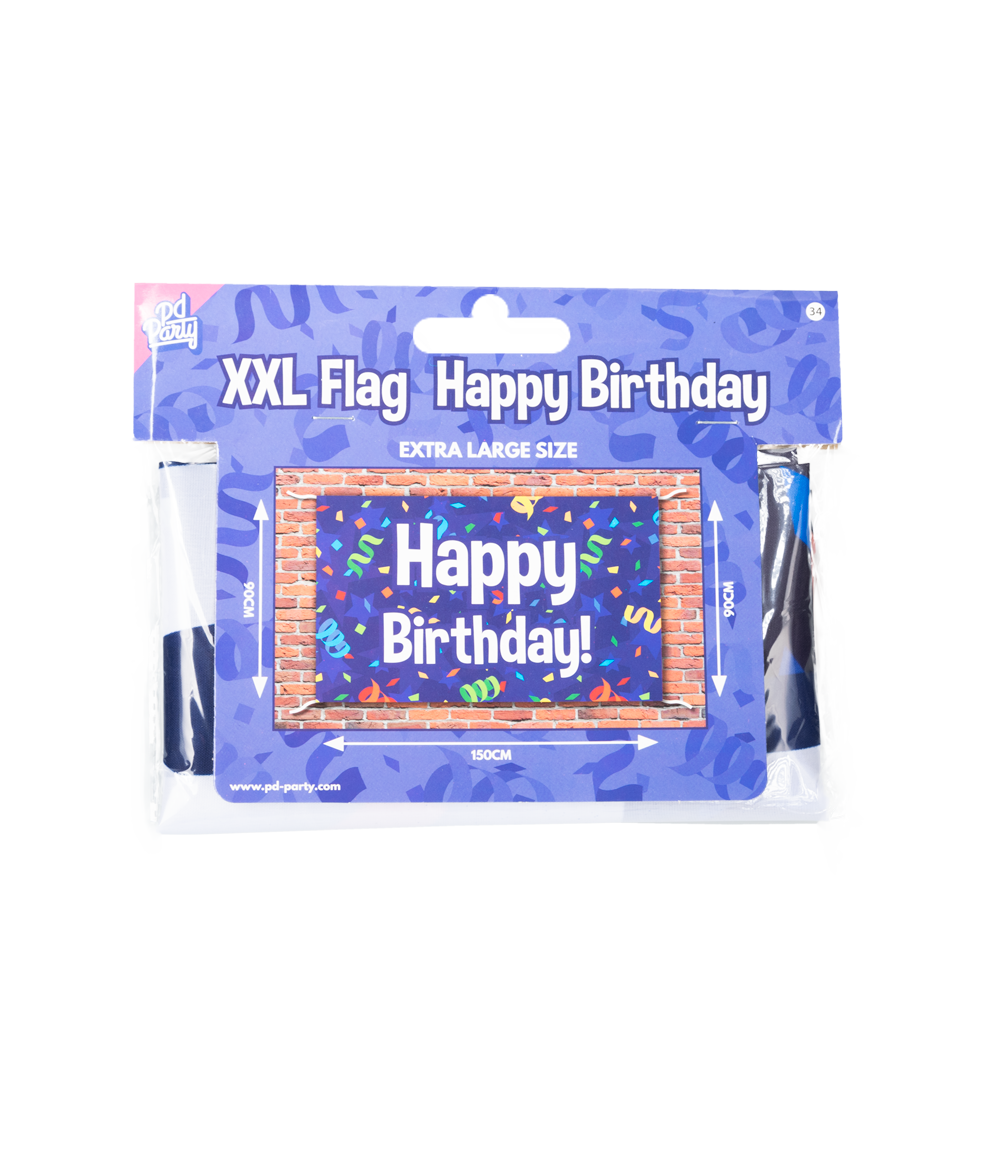XXL Gevelvlag Happy Birthday Cartoon
