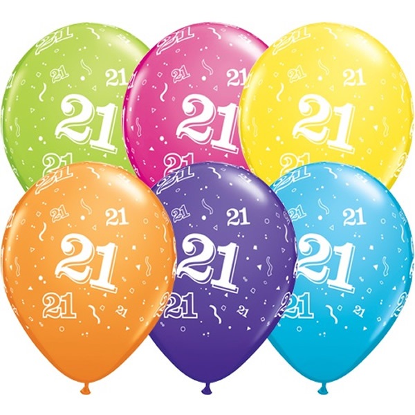5st Helium Ballonnen 21 jaar 11"